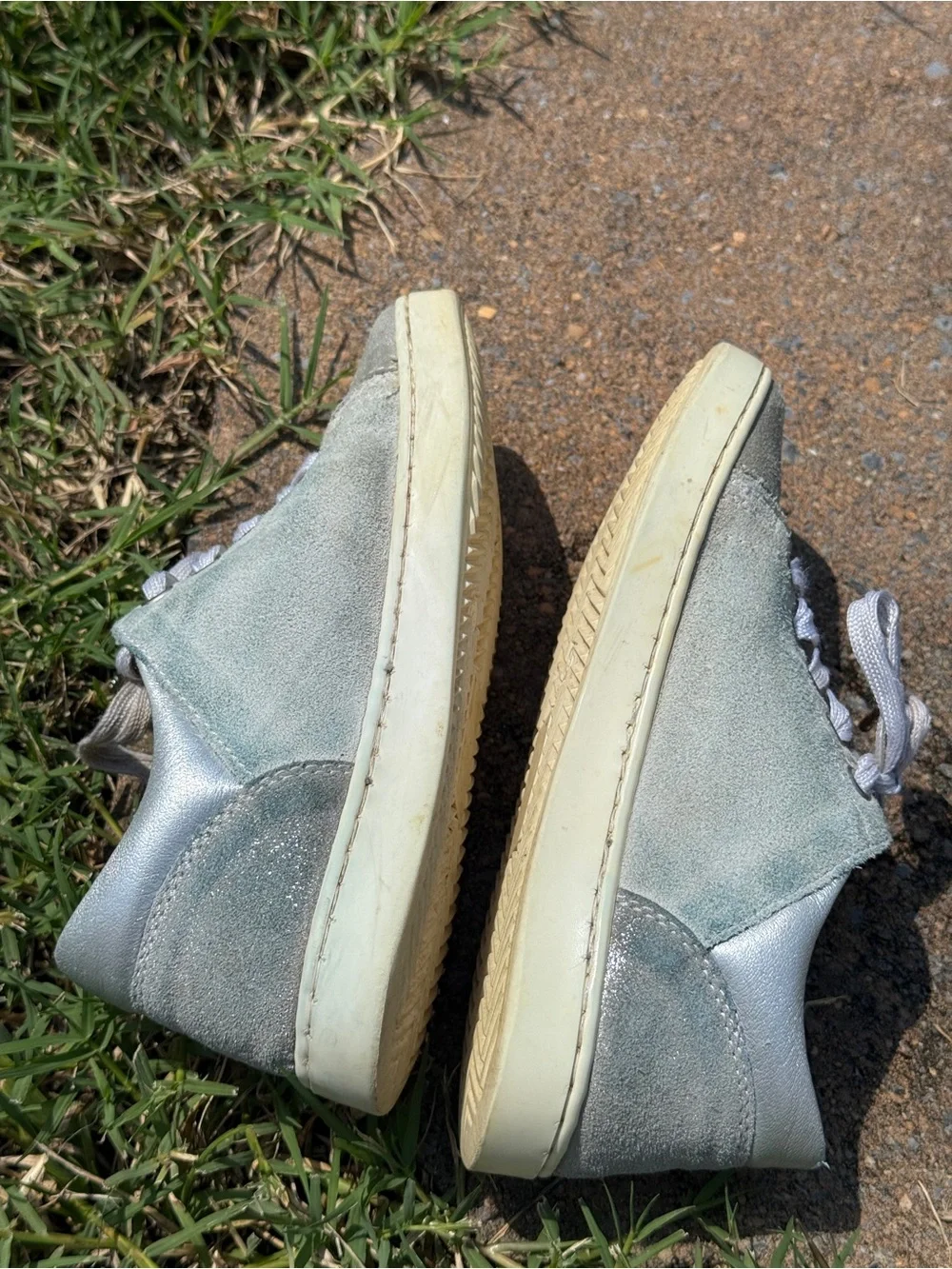 Monnalisa Girls Silver Suede & Leather Rhinestone Low-Top Sneakers - Size EU 29